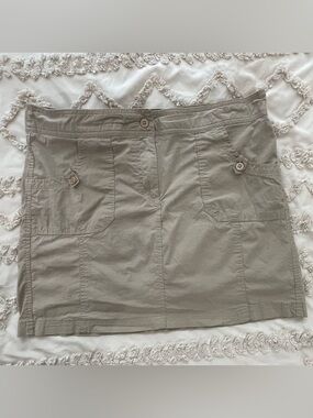 Rebecca Malone Beige Cotton Mini Skorts with Elastic Waist